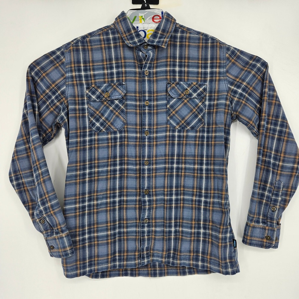 Kuhl Shirt Mens Medium Blue Plaid Long Sleeve Button Up‎ Outdoor Hiking Casual